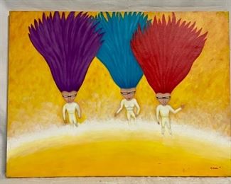 INV #177: Cheryl A. Colin "Children of the Sun" painting, H 30" x W 40"