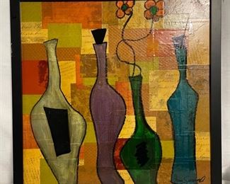 INV #190: Gino Savarino original "The Wine Collage", H 24" x W 24"