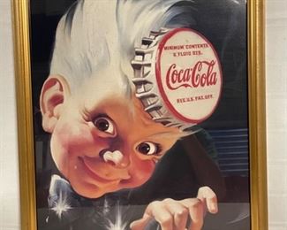 INV #195: Vintage Coca-Cola poster, H 17" x W 13"