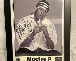 INV #198: Autographed black and white promotional photo of Master P, 2001. H 10" x W 8"