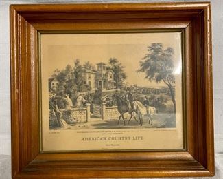 INV #200: Antique Currier and Ives lithograph "May Morning" from American Country Life series, H 5" x W 6"