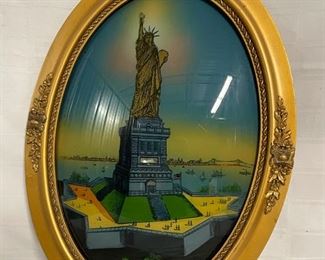 INV #210: Vintage Statue of Liberty bubble frame artwork, H 23"