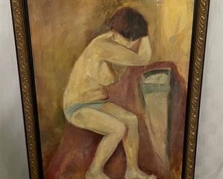 INV #214: M. Soyer painting woman on weight scale, H 44" x W 32"