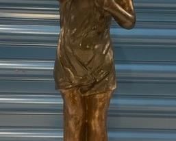 INV #233:                                                                                             Bronze "Throwing Kiss"                                                          Marked Le Baiser                                                                                  19 inches tall