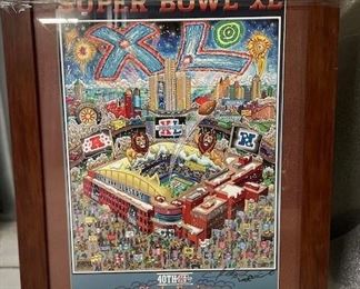 INV #253: Charles Fazzino Super Bowl XL poster with autographs 