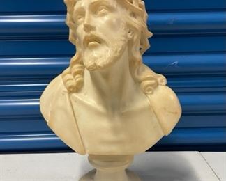 INV #320: 19th Century Marble Jesus                                                               Marked Made in Italy, G. Cellini (Gaetano Cellini)              13 inches tall 