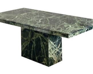 Circa 1970's Italian Green Marble Pedestal Coffee Table   58" x 28"                                                                                                        