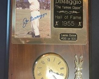 INV #322: Joe DiMaggio signed Limited Edition Clock 26/100
