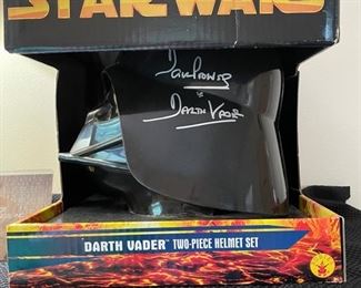 INV #286: David Prowse autographed Star Wars Darth Vader molded two-piece helmet by Rubie's, with COA