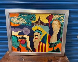 INV #308: Ed Zarro original abstract, snake and warrior
