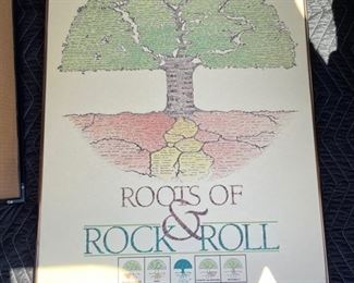 INV #310: Vintage "Roots of Rock & Roll" poster, 1980s, framed
