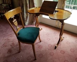 French Louis XVI writing table and Directoire chair.