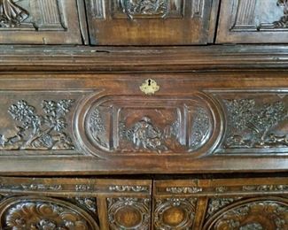 Detail of fall front cabinet / secretary.