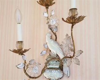 Pair of vintage / antique French Bagues 3 light wall sconces.