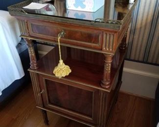 French Louis XVI revival ormolu mounted night stand. 19thc.