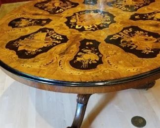 Extremely fine and intricately inlaid large center table. German c.1850 