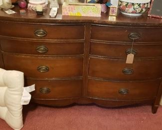 Cherry double dresser with mirror and lots of drawers