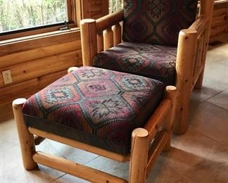 Wooden Seat with Ottoman