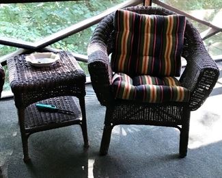 Wicker Patio Chair and Side Table