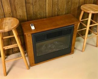 Electric Fireplace and Bar Stools 