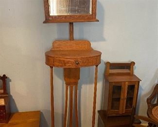 Antique shaving stand with mirror