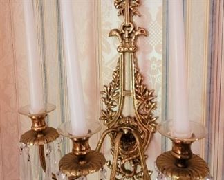 Pair of brass French candle sconces