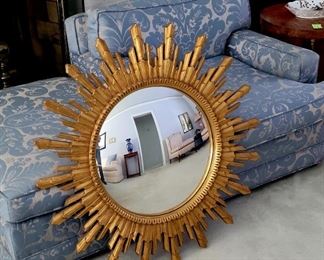 Large 33 in. Wide vintage Sunburst convex mirror