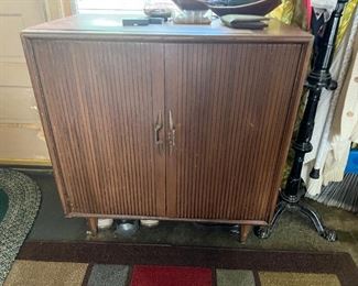 vintage MCM sliding door cabinet