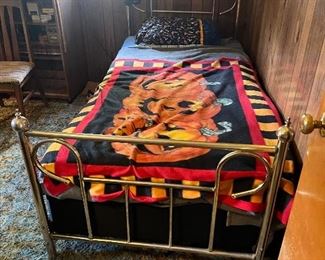 twin bed; brass headboard & footboard