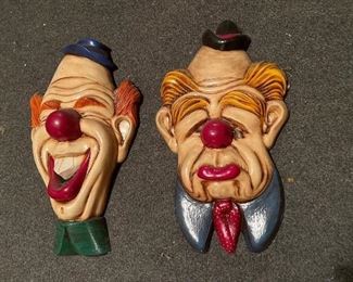 Large Chalkware clowns