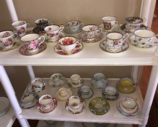 Cups & saucers - makers include Royal Albert, Shelley & more