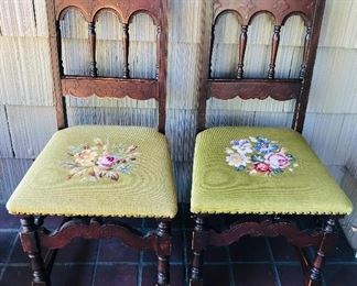 Chairs with needlepoint seats
