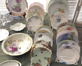 So many plates! Some hand painted - note Arts & Crafts ones at center