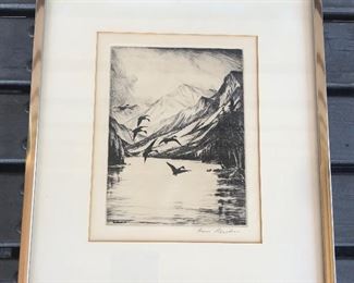 Hans Kleiber (1887-1967) etching, pencil signature lower right, image size 5” x 6.5”