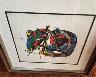 Lithograph 1975 by Miro and signed. 'The Enchanted Cat'.