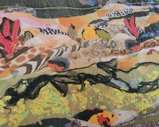 This is a fantastic fabric collage tapestry...absolutely fantastic by local artist Helen Wilson (1916-2006). Helen is listed in the 'Who's Who in American Art'. She won many prizes and had many exhibitions.