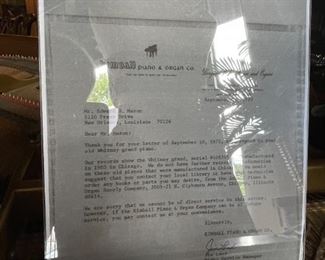 Provenance for a 1903 Kimball Baby Grand