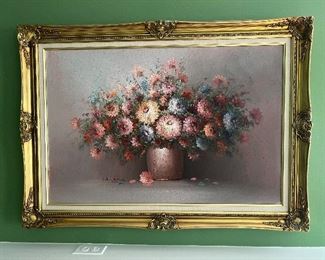 Framed Floral Oil on Canvas signed by Helman