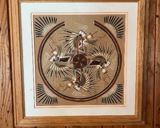Signed Jonah B '85 Native American Sand Art on board
