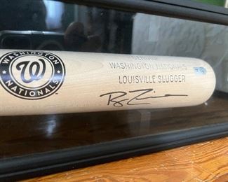 Signed Ryan Zimmerman Baseball bat with Authentication & Case