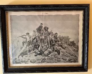 Harpers Weekly framed "The Last Stand" by Frederic Remington