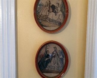 2 Oval victorian magazine prints