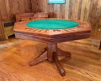 Octagon Victory pedestal game table with reversible table top