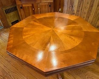 Octagon Victory pedestal game table with reversible table top