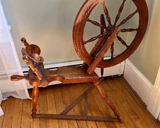 Antique primitive spinning wheel