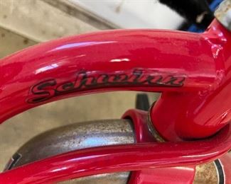 Vintage fire engine red Schwinn tricycle 