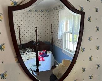 Antique Beveled crest wall mirror