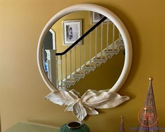 Contemporary Floral Glass Topped Table and Matching Mirror
