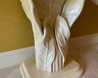 Contemporary Floral Glass Topped Table and Matching Mirror