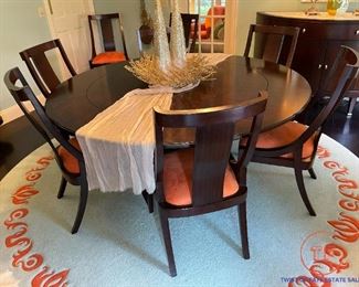 BERNHARDT Dining Room Table Set with Curved Leaves